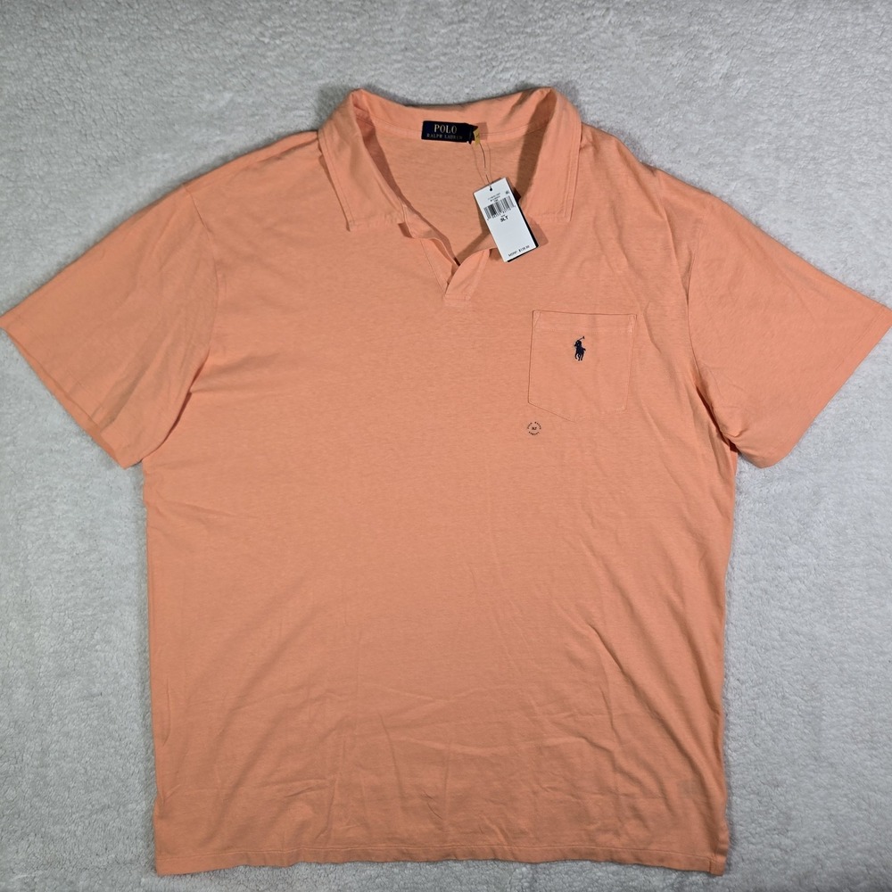 Polo Ralph Lauren Mens 3XLT Cotton Linen Johnny Collar Polo Shirt 3XL Big TALL